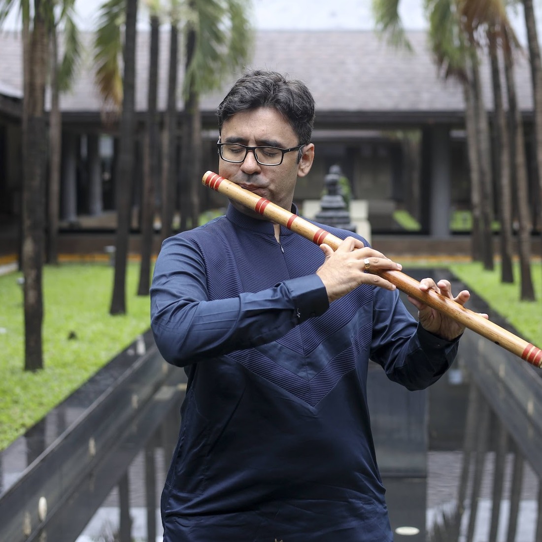 Harsh Dave playing the bansuri
